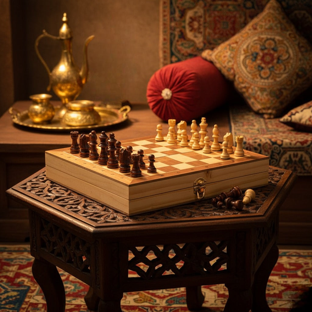 12-Inch Handcrafted Magnetic Foldable Wooden Chess Set – Acacia & Maple | Made in India
