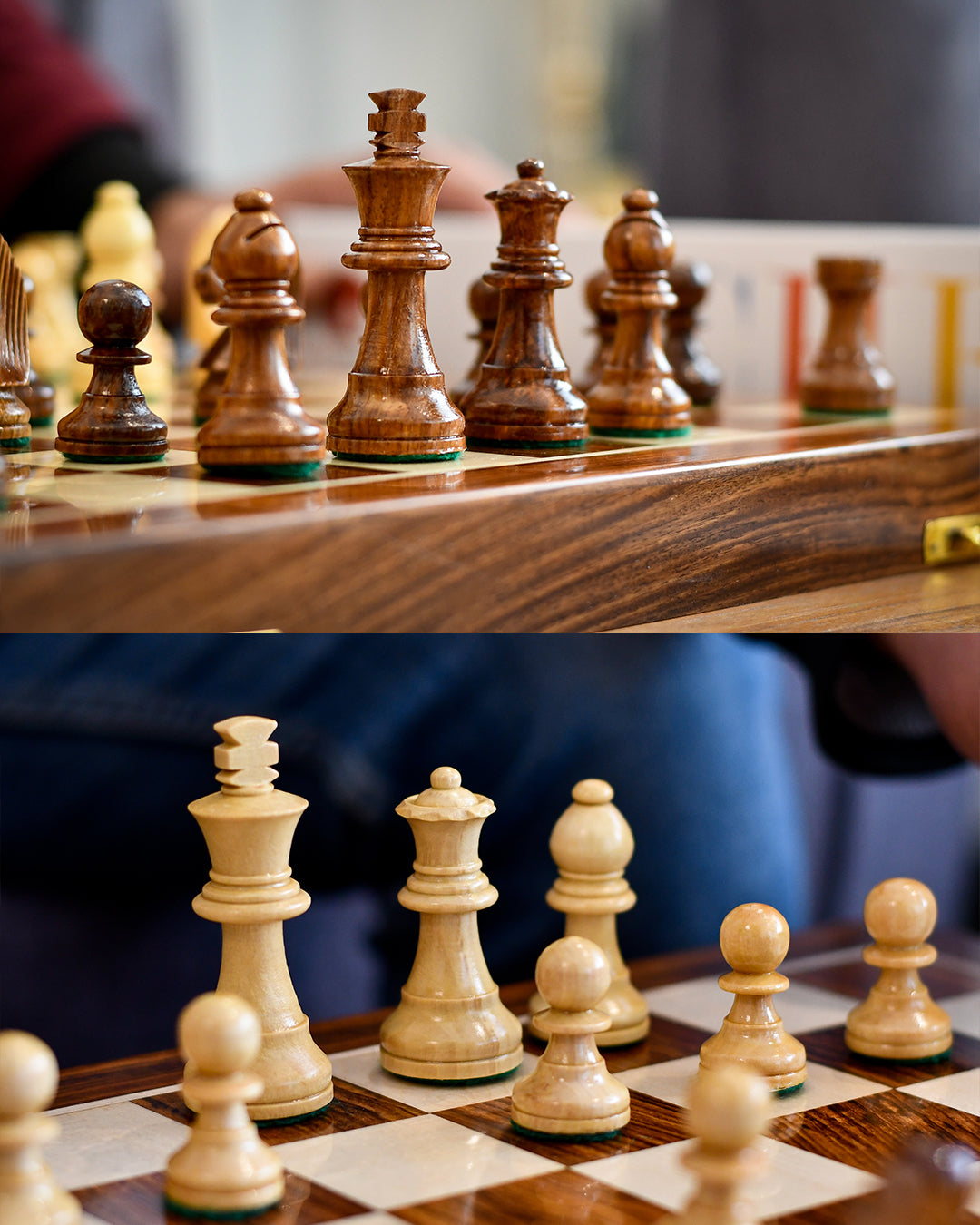 12-Inch Handcrafted Magnetic Foldable Wooden Chess Set – Acacia & Maple | Made in India