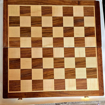 12-Inch Handcrafted Magnetic Foldable Wooden Chess Set – Acacia & Maple | Made in India