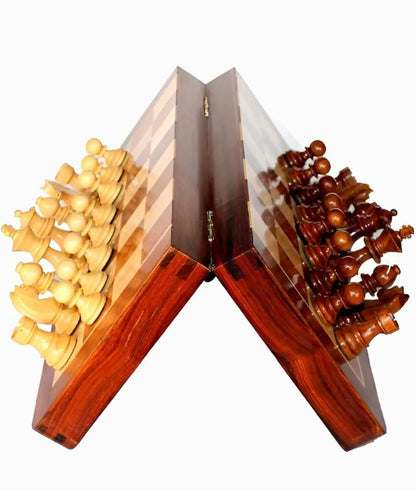 12-Inch Handcrafted Magnetic Foldable Wooden Chess Set – Acacia & Maple | Made in India